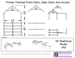 [Online Plans] 3D Model 19-1123 Timber frame Front &amp; Rear Deck