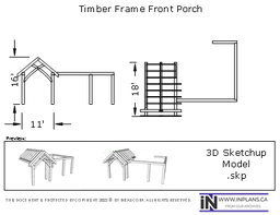 [Online Plans] 3D Model 19-1203 Timber frame Front Entrance