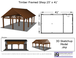 [Online Plans] 3D Model 20-1213 Timber frame 25x40 Shop