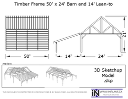 [Online Plans] 3D Model 20-1240 Timber frame 50x24 Shop