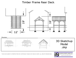 [Online Plans] 3D Model 10106-Timber frame Rear Deck Addition