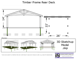 [Online Plans] 3D Model 10233-Timber frame Rear Deck