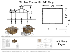 [Online Plans] Plan 10469 -18x24 Timber frame Workshop