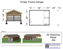 [Online Plans] 3D Model 10704- 24x46 Timber frame Garage