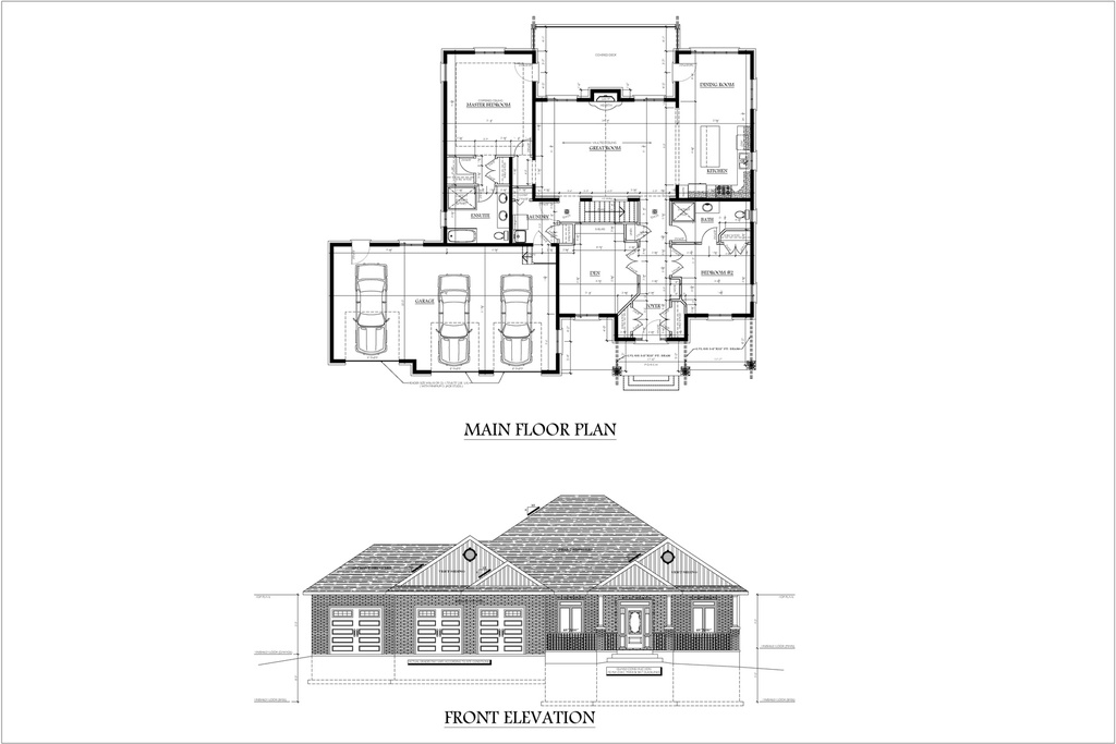 Plan 341 Single Storey with Master Bedroom and 3 Car Garage