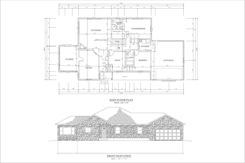Plan 4468 Single Storey 2 Bedrooms and Office Room