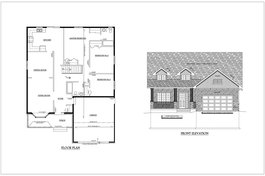 Plan 326 Single Storey with 3 Bedrooms and Garage