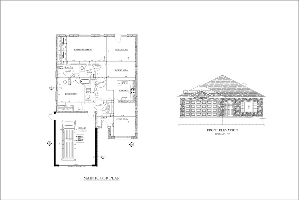 Plan 5422-2 Single Storey with 2 Bedrooms and Garage