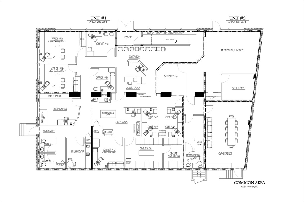 Plan 195 - Commercial Single Storey Plan has 8 Offices and Lobby