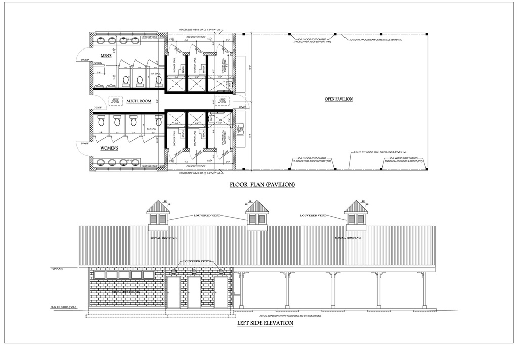 Plan 287 - Commercial Single Storey Plan Men's and Women's Bath