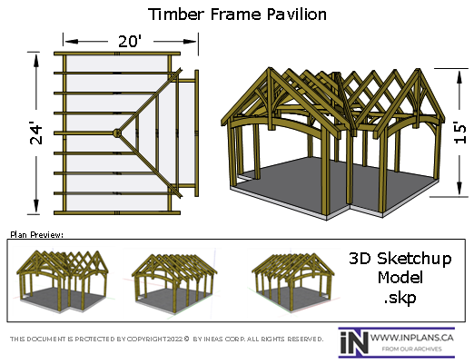 Plan 18-1031 Timberframed Pavilion (3D .skp)