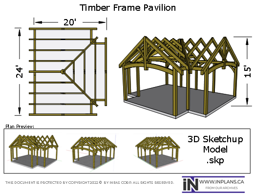 [Online Plans] Plan 18-1031 Timberframed Pavilion (3D .skp)