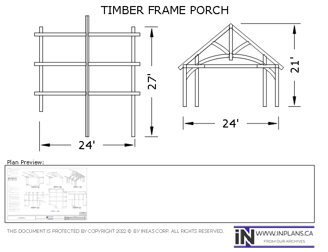 Plan 19-1045 24x27 Timber frame Porch