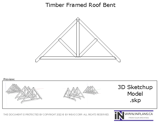 [Online Plans] 3D Model 19-1147 Timber frame Roof Bent