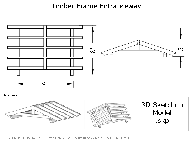 [Online Plans] 3D Model 19-1167 Timber frame Front Entrance