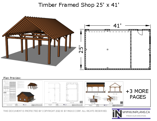 Plan 20-1213 Timber frame 25x41 Shop