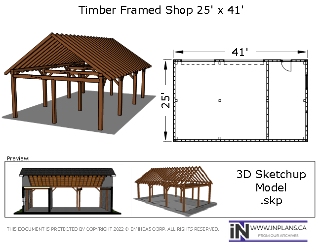 3D Model 20-1213 Timber frame 25x40 Shop