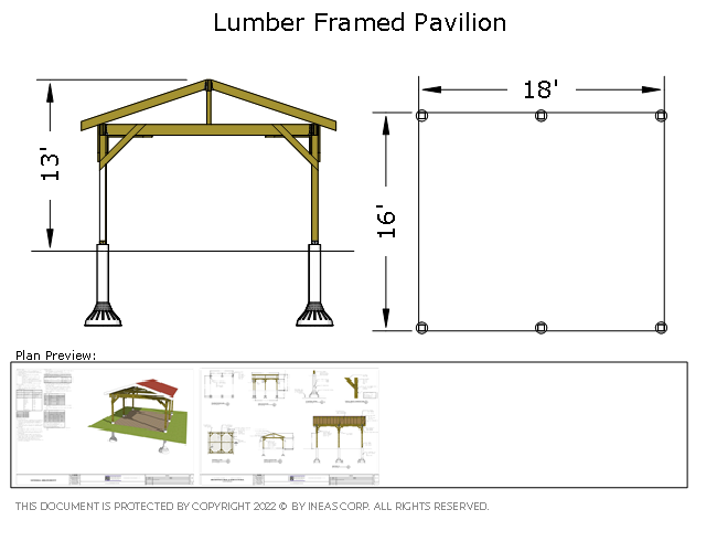 [Online Plans] Plan 20-1241 Timber Framed 16x18 Pavilion