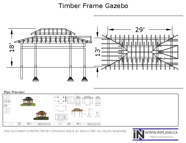 Plan 2020-4 332 Timber frame 19x29 Pavilion