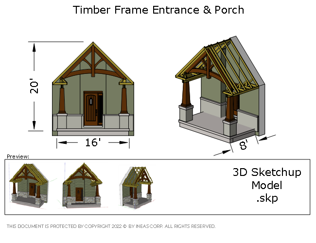 3D Model 2020-8 Timber frame Front Porch