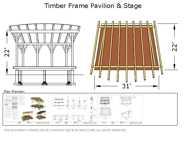 [Online Plans] Plan 2020-23 Timber frame Pavilion Stage