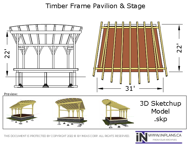 3D Model 2020-23 Timber frame Pavilion Stage
