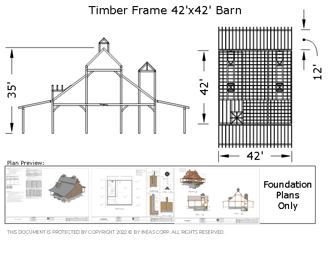 Plan 2020-30 Timber frame 42x42 Barn
