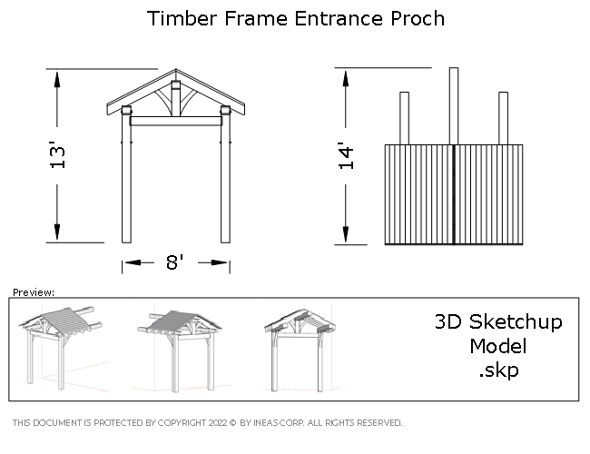 [Online Plans] 3D Model 2020-32 Timber frameFront Entrance