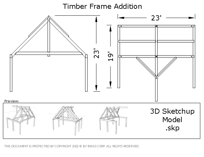 [Online Plans] 3D Model 2020-34 Timber frame Entrance