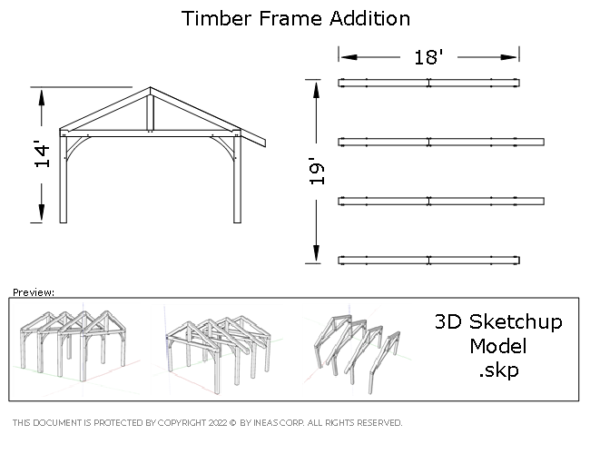 [Online Plans] 3D Model 2020-35 Timber frame Addition