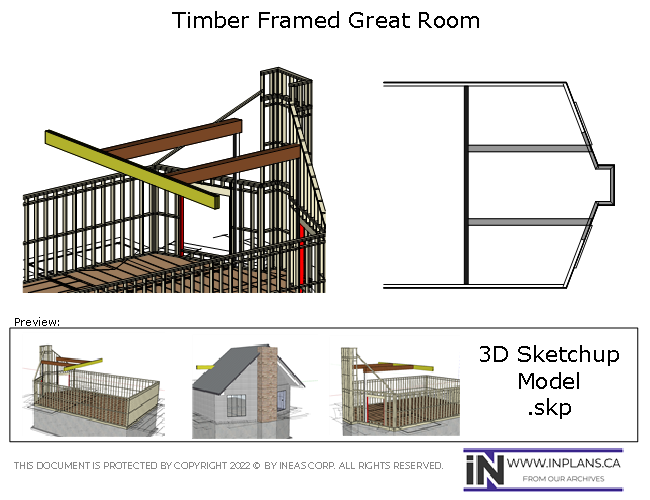 [Online Plans] 3D Model 2020-42 Timber Beam Great Room