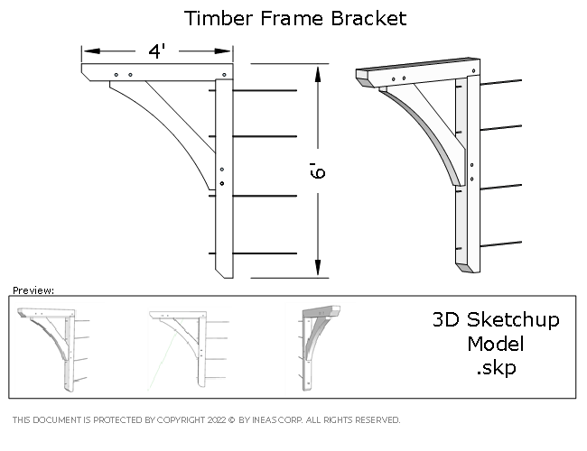 [Online Plans] 3D Model 2020-44 Timber frame Bracket