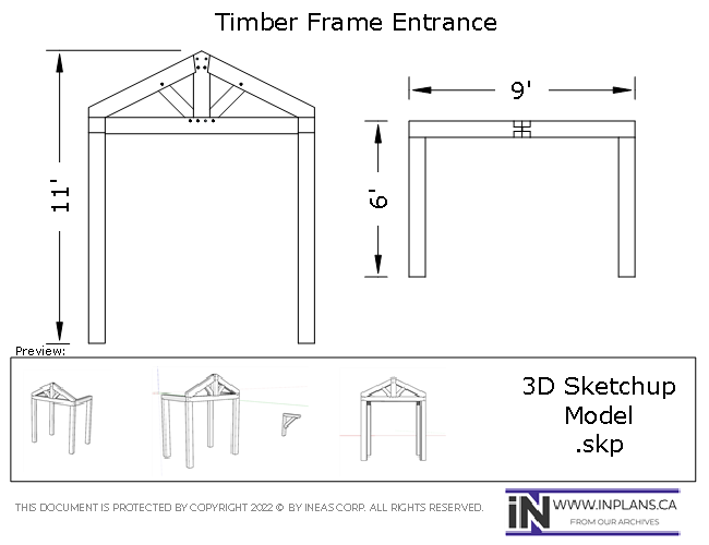 [Online Plans] 3D Model 10111- Timber frame Entrance