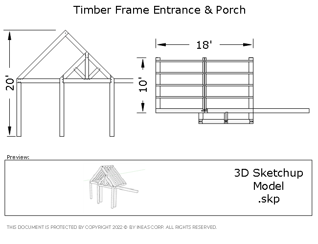 [Online Plans] 3D Model 10113- Timber frame Front Entrance and Addition