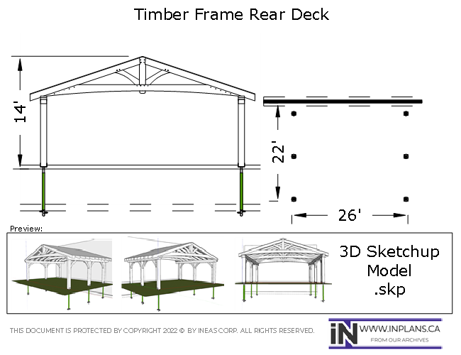 [Online Plans] 3D Model 10233-Timber frame Rear Deck