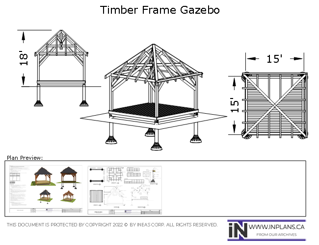 [Online Plans] Plan 10234- 18x15 Timber frame Gazebo