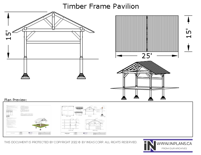 Plan 10260- 25x15 Timber frame Pavilion