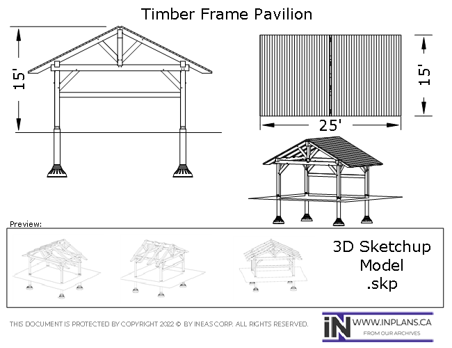 3D Model 10260- 25x15 Timber frame Pavilion