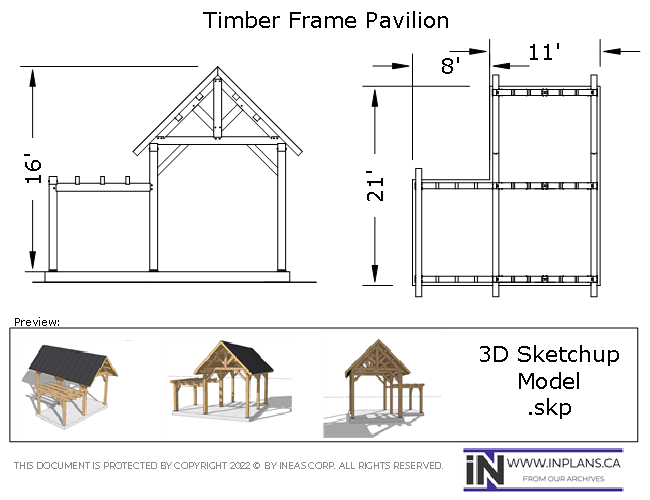 3D Model 10265- 20x20 Timber frame Gazebo