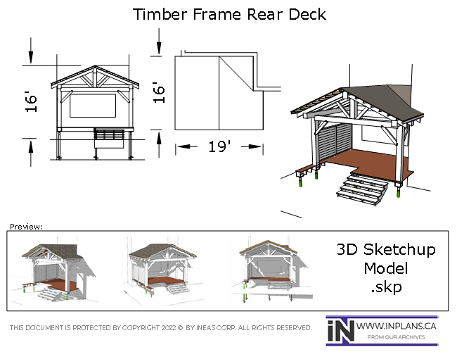 [Online Plans] 3D Model 10274 - Timber frame Rear Deck