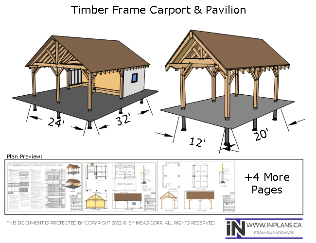 Plan 10424 - Timber frame Carport and Pavilion