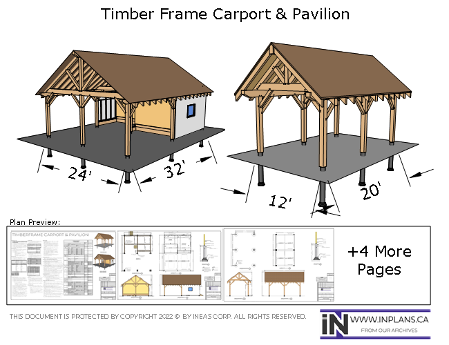 [Online Plans] Plan 10424 - Timber frame Carport and Pavilion