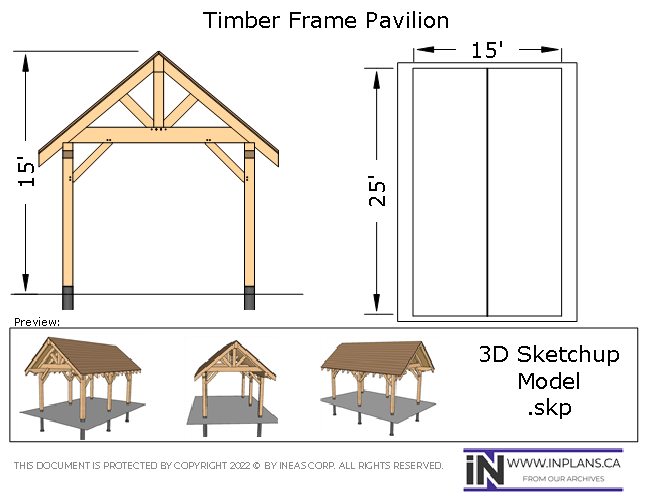 [Online Plans] 3D Model 10424 - Timber frame Pavilion