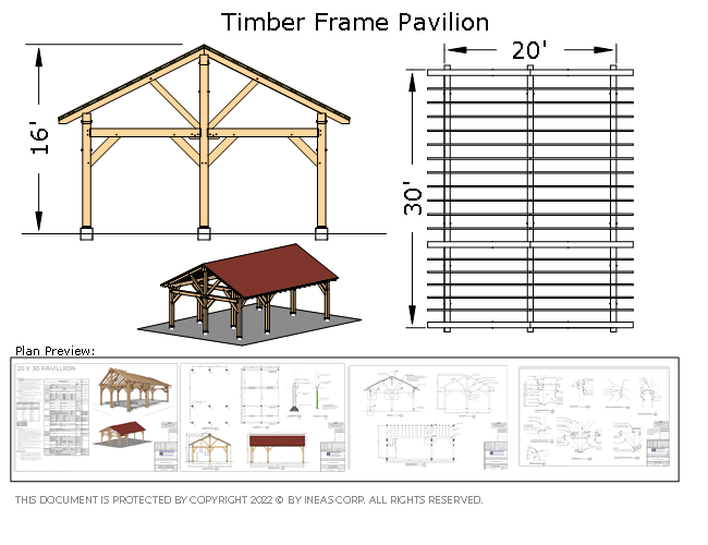 Plan 10451 - Timber frame 20X30 Pavilion