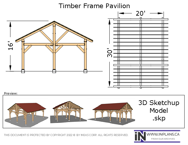 [Online Plans] 3D Model 10451 - Timber frame 20X30 Pavilion