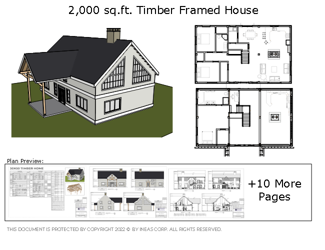 [Online Plans] Plan 10461 - 30x50 Timber frame House