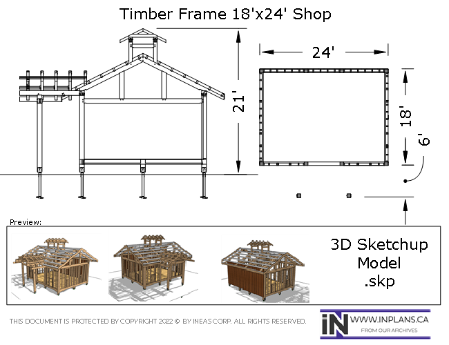 3D Model 10469 - 18x24 Timber frame Workshop