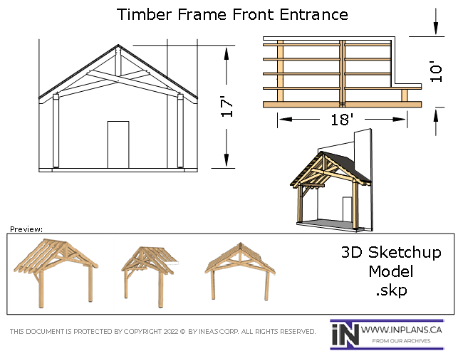 [Online Plans] 3D Model 10477 - Timber frame Front Entrance