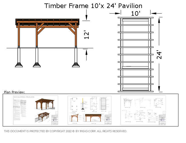 Plan 10483 - Timber frame 24X10 POOL Pavilion