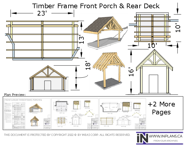 Plan 10485 - Timber frame Front Porch &amp; Rear Deck